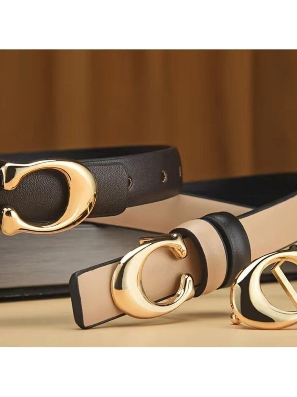 Big letter C classic buckle black belt - Picture 3 of 16